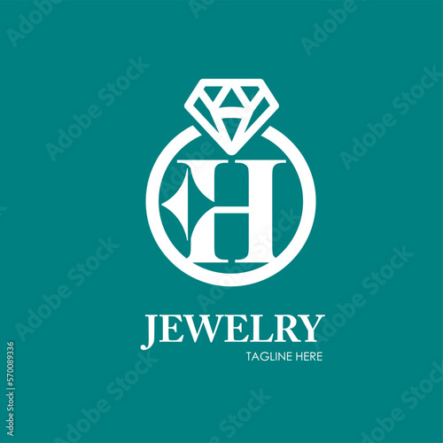 H Letter with Diamond and Sparkle for Jewelry Store Business Logo Idea Template