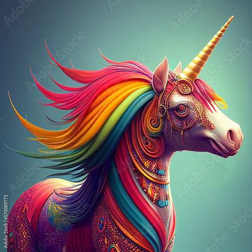 Rainbow Unicorn - Whimsical Character Design - AI Generated