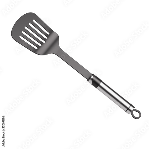 Plastic Spatula  with brushed metalic handle 3D rendering on a transparent background
