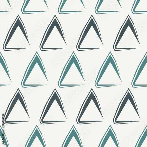 Triangle motif minimal geometric print. Paint brush seamless pattern. Freehand design background. Trendy handdrawn modern simple geo ornament
