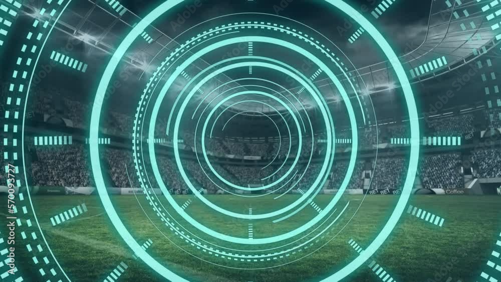 Animation of scopes scannnig over sports stadium Animation of scopes scannnig over sports stadium