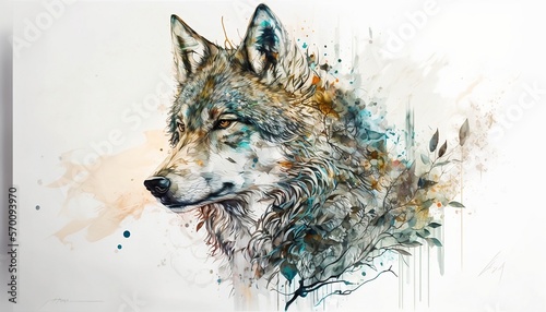 Lone Wolf, illustration, painting, AI