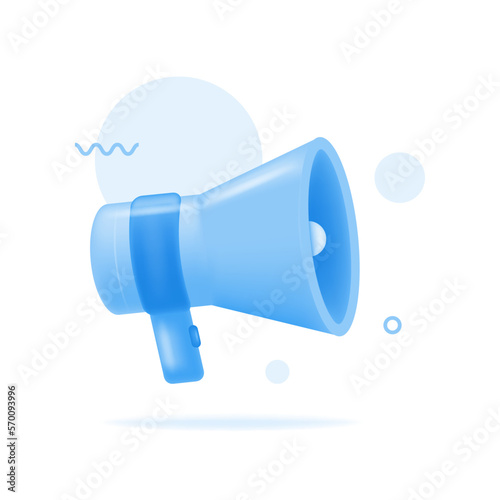 3d realistic megaphone on white background, concept of join us, job vacancy and announcement in modern 3d cartoon style design. 3d vector illustration