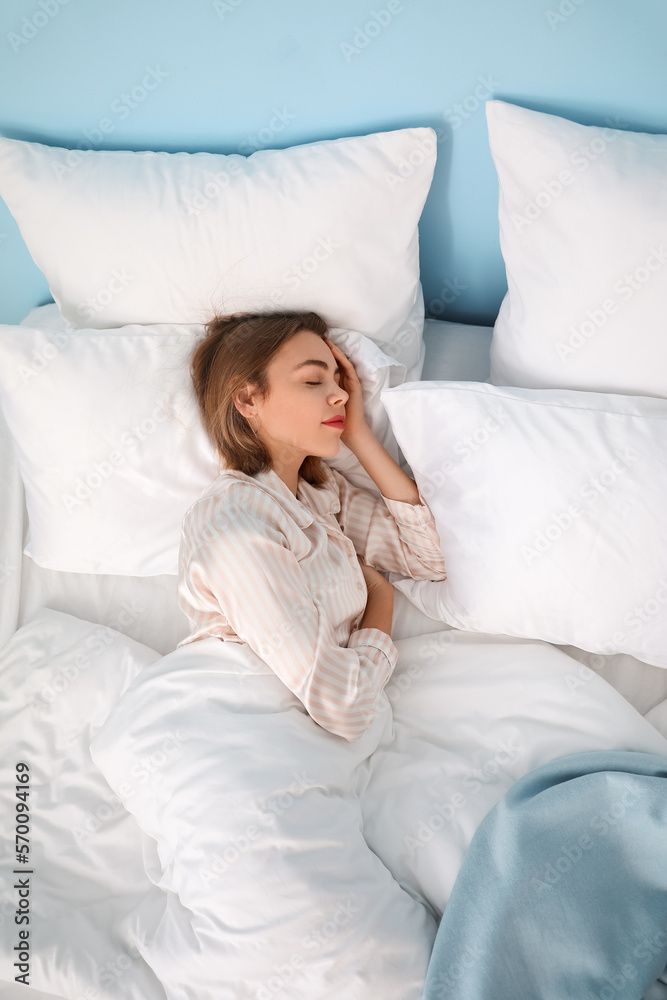 Young woman sleeping at home in morning Young woman sleeping at home in morning