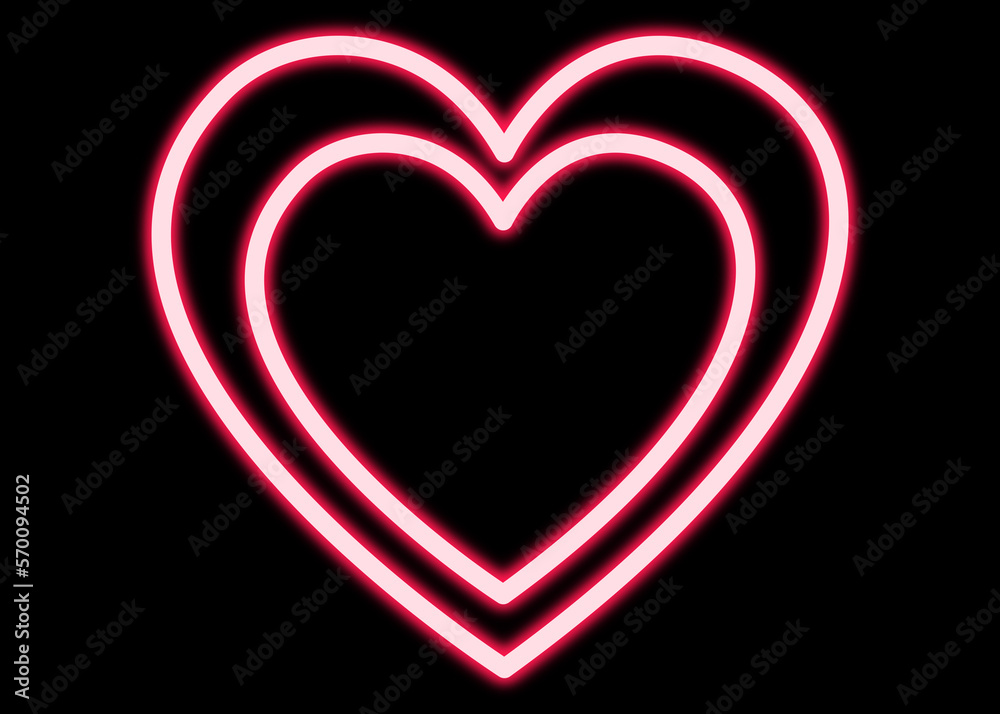 Hearts glowing neon sign on black background Hearts glowing neon sign on black background