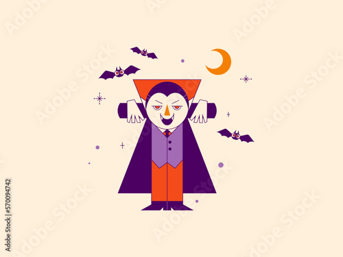 Vector illustration of spooky halloween logo of a batman being punished
