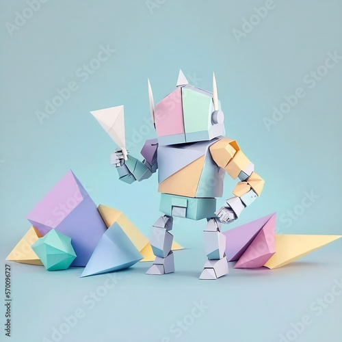 robot background origami pastel colors