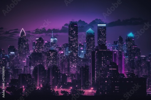 ciberpunk city skyline  futuristic background  generative ai
