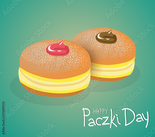 Happy paczki day vector illustration, holiday concept, suitable for web banner poster or card campaign