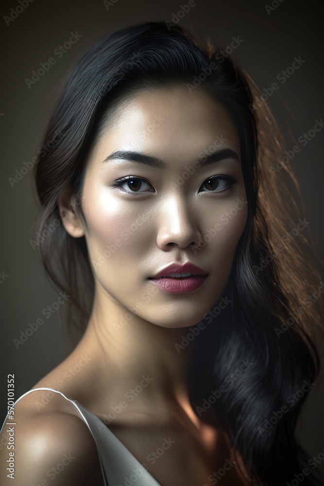 Fototapeta premium Pretty young Asian woman. Model studio shot portrait.
