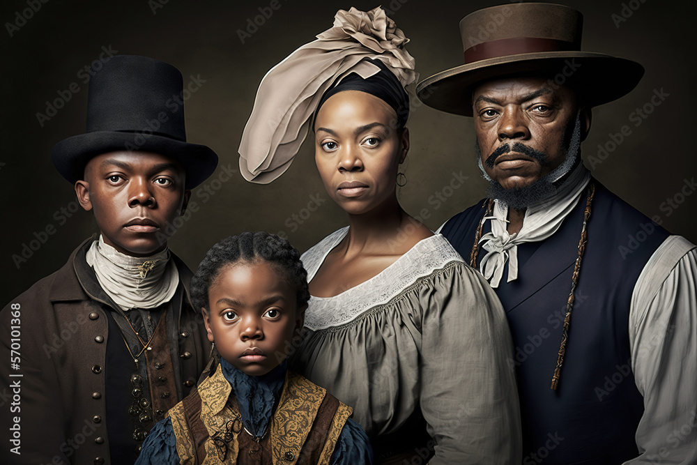 Obraz premium Old fashioned portrait of African American family in the previous century.