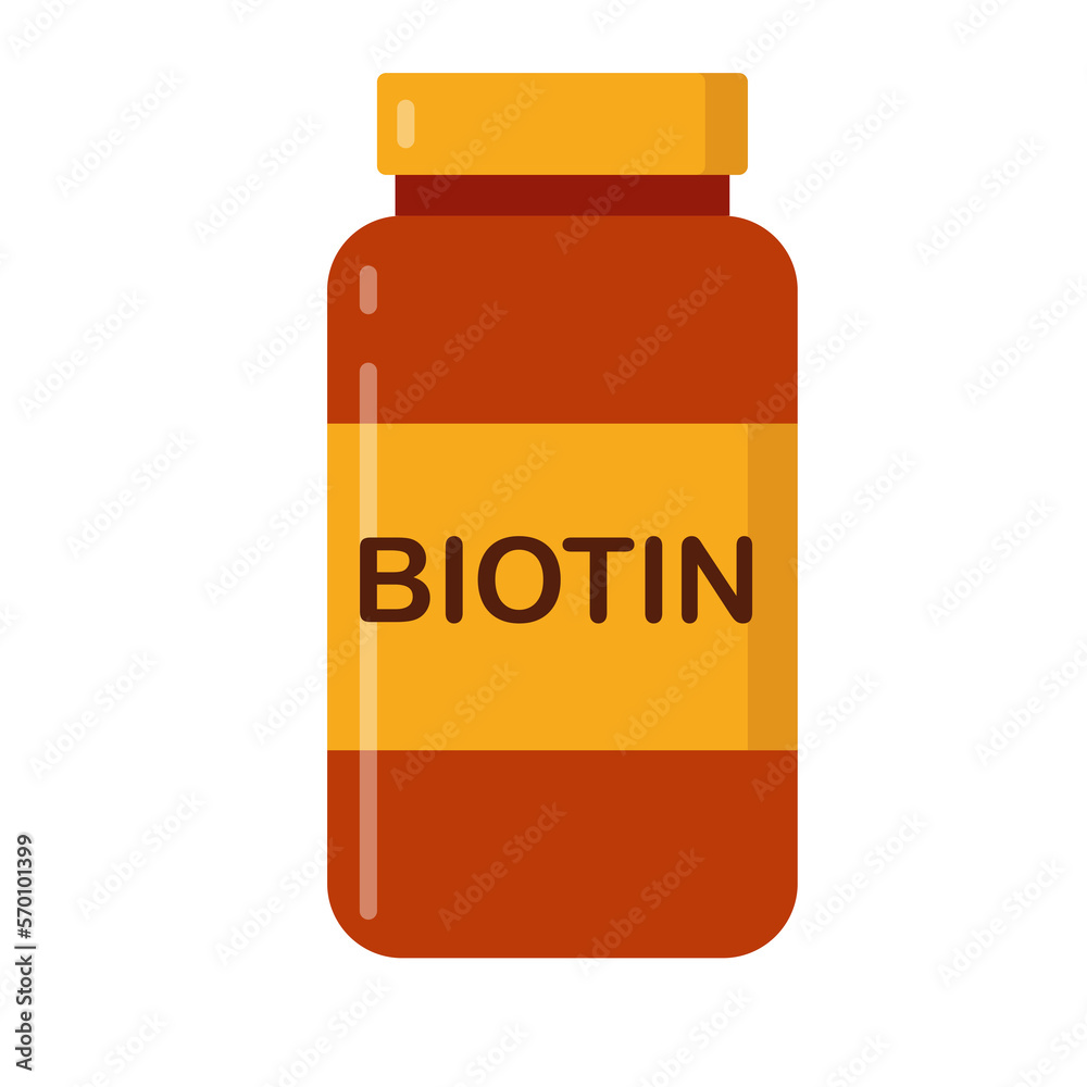 Obraz premium simple flat brown vitamin drug bottle with yellow lable biotin