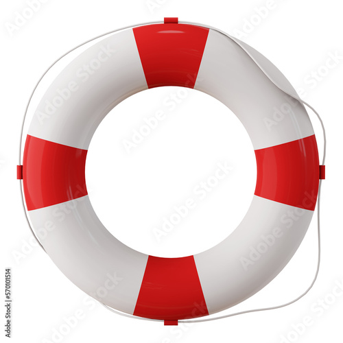 red life buoy 3d rendering photo