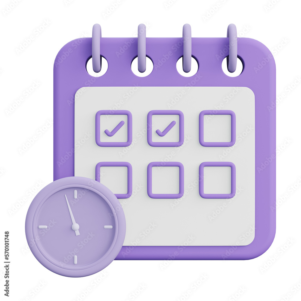 desktop calendar and clock as schedule concept
