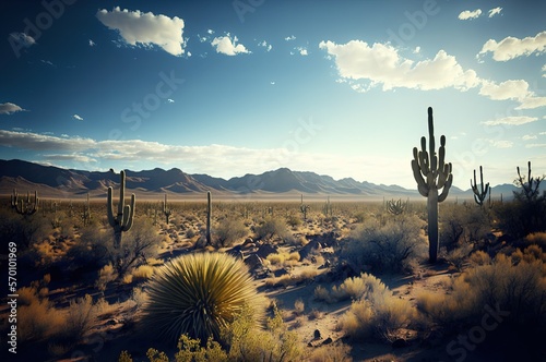 sunny bright desert landscape. 