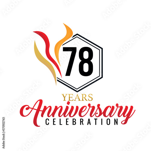 78 year anniversary celebration vector red gold orange ribbons white background  illustration abstract design  