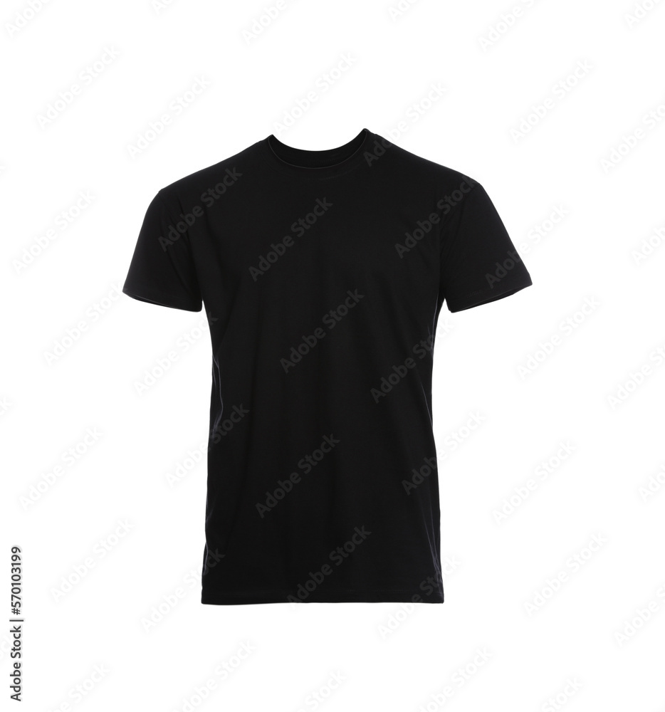 Mannequin with black men's t-shirt isolated on white. Mockup for design