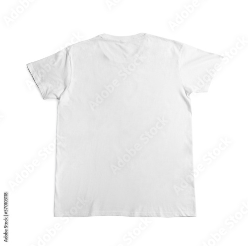 Stylish t-shirt isolated on white, top view. Mockup for design