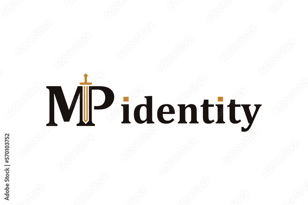 Letter MP with sword combination concept. Very suitable for symbol, logo, company name, brand name, personal name, icon and many more.