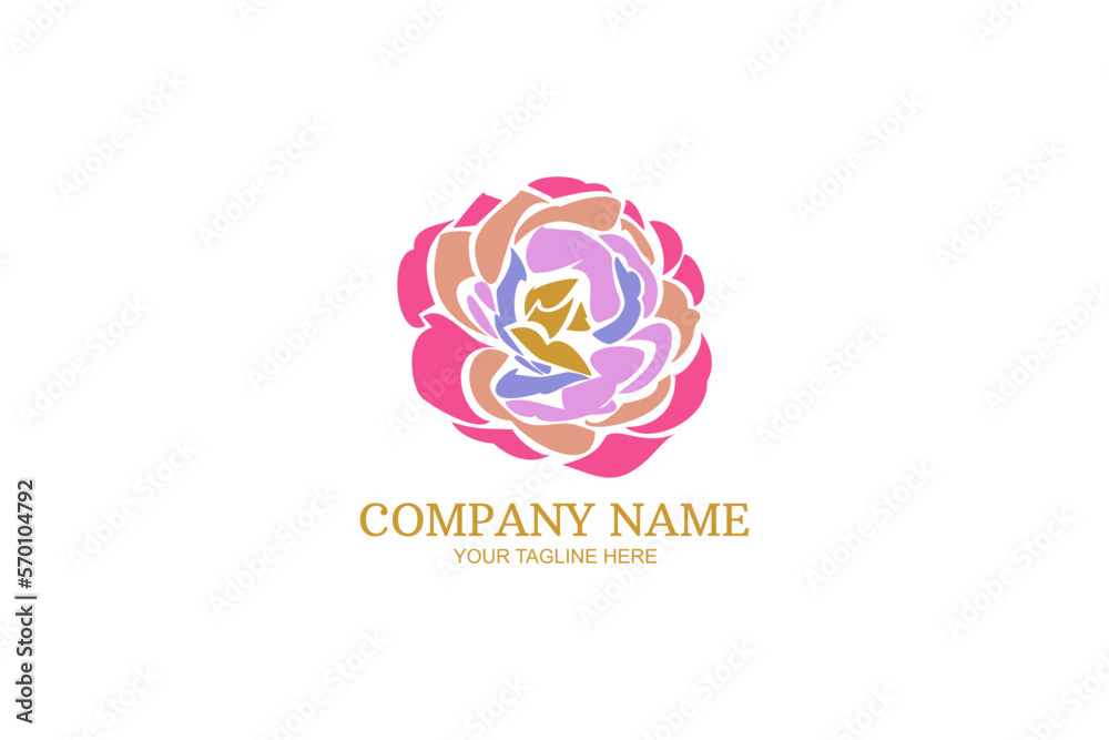 Obraz premium Rose flower Company logo vector illustration. suitable for herbal Company and natural logo. simple logo.