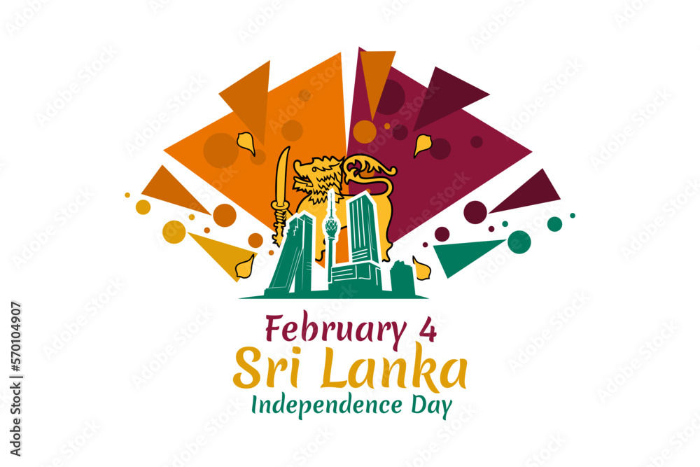 Obraz premium February 4, Independence day of Sri Lanka vector illustration. Suitable for greeting card, poster and banner.