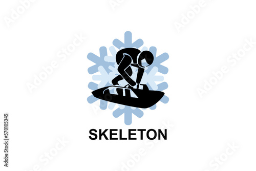 Skeleton sport vector line icon. an athlete playing skeleton. sport pictogram, vector illustration.