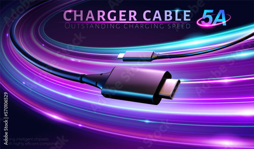 3D charging cable ad template