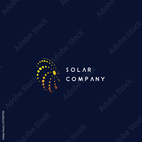 Simple solar gradient logo design illustration Outer space symbol vector icon idea custom property minimalist flat style. corporate identity branding