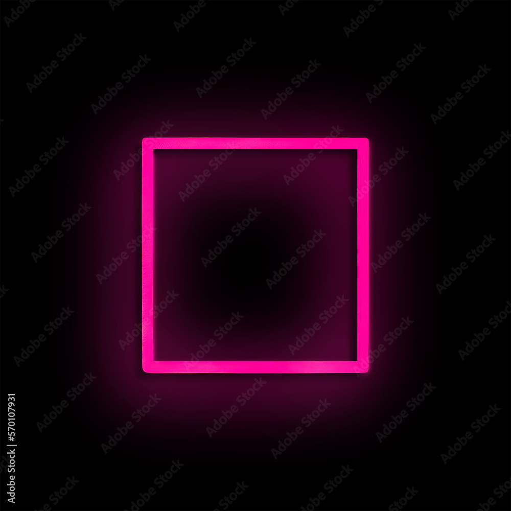 Neon pink, square frame, black background, glowing, simple, sign, empty frame Neon pink, square frame, black background, glowing, simple, sign, empty frame