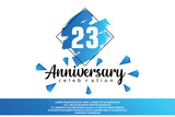 23 year anniversary celebration vector design with blue painting on white background  Template abstract 