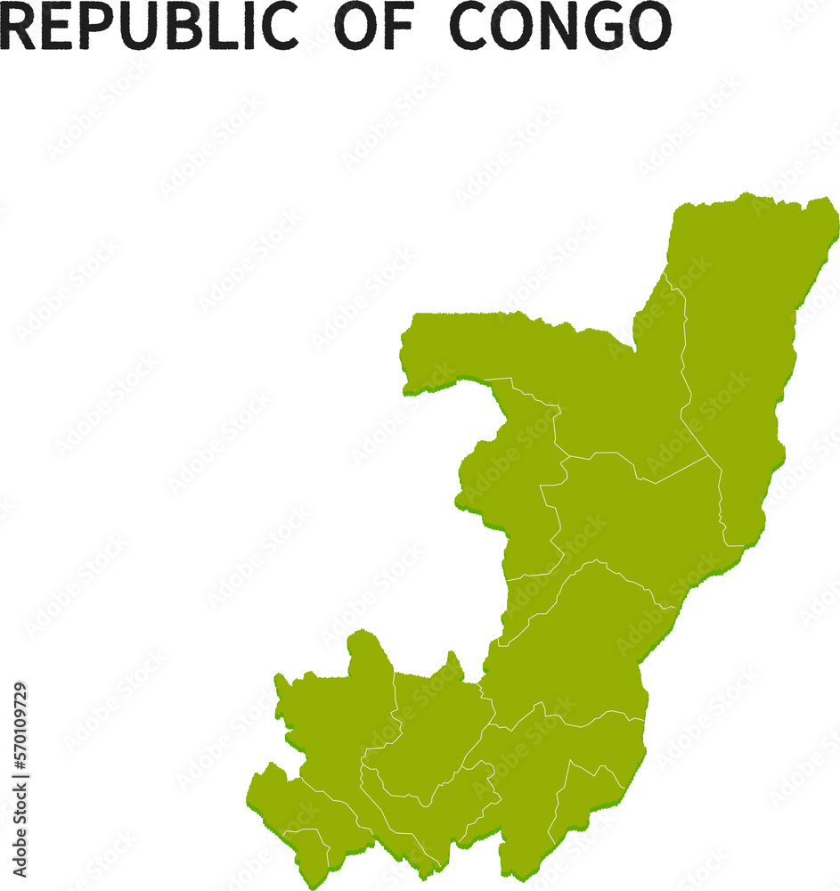 コンゴ共和国/REPUBLIC OF CONGOの地域区分イラスト
