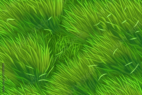 View from the top, background texture of green Japanese hair grass. Generative AI photo