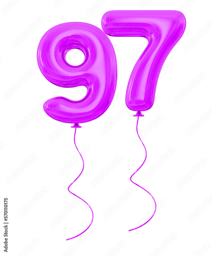 97 Purple Balloon Number