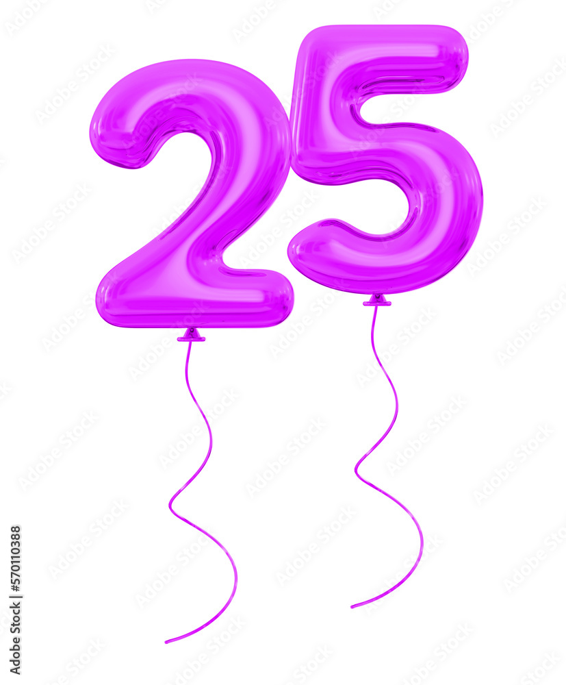 25 Purple Balloon Number
