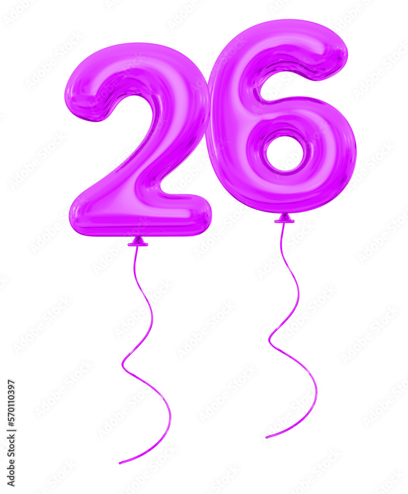 26 Purple Balloon Number