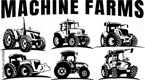 tractor machine farm logo icon design illustration vector