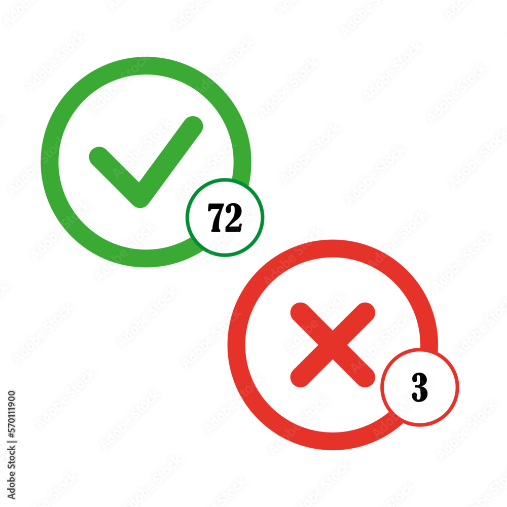 Flat cross tick numbers for web design. Graphic element. Vector illustration. Flat cross tick numbers for web design. Graphic element. Vector illustration.