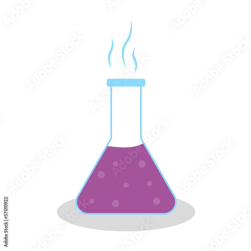 flask purple liquid. Medical concept. Pharmacy concept. Vector illustration.