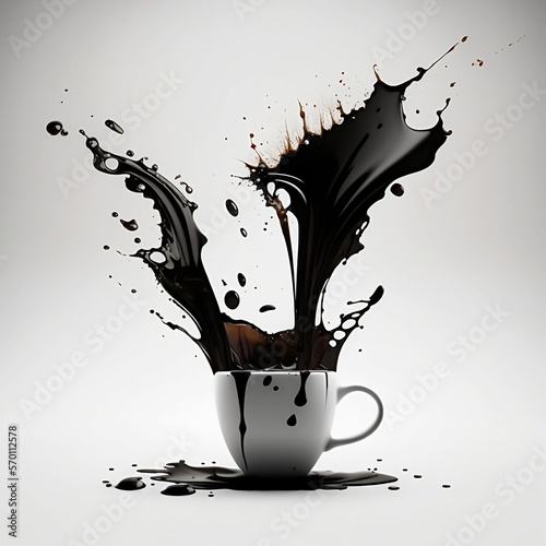 coffee cup splash,Get a taste of the ultimate coffee experience with this beautifully splashed cup of coffee. Captured in stunning detail, this photo will make your mouth water