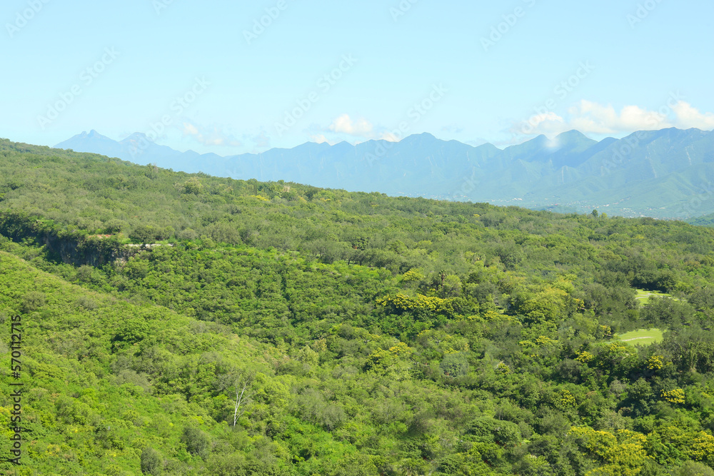 Fototapeta premium Picturesque view of beautiful mountains and blue sky