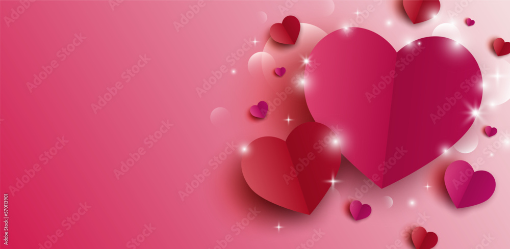 Valentines day banner design of hearts vector illustration