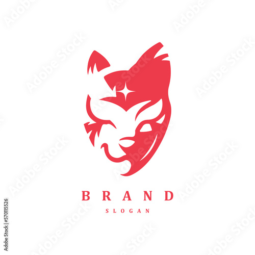 Car or fox mask. Asian kitsune red mask vector design