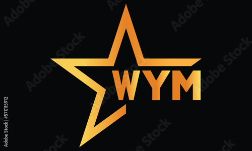 WYM golden luxury star icon three letter logo design vector template. royal logo | luxury logo | jewelry logo | premium logo | iconic logo | Victoria logo |	 photo