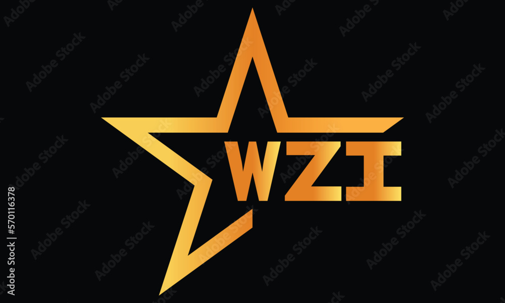 WZI golden luxury star icon three letter logo design vector template. royal logo | luxury logo | jewelry logo | premium logo | iconic logo | Victoria logo |	 - obrazy, fototapety, plakaty 