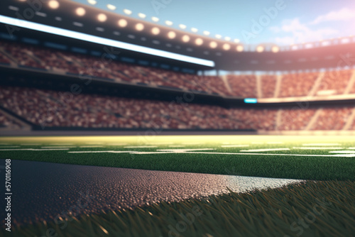 Super Bowl Game Day: American Football in the Spotlight with Soccer Field in Background With Generative AI