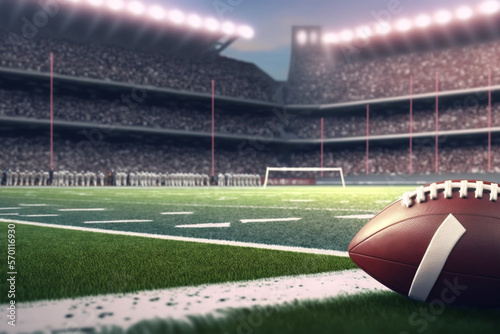 Super Bowl Game Day  American Football in the Spotlight with Soccer Field in Background With Generative AI