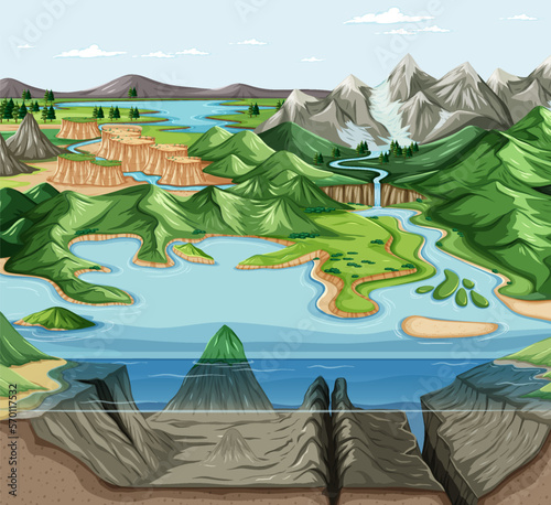 Landscape with geographical nature surface