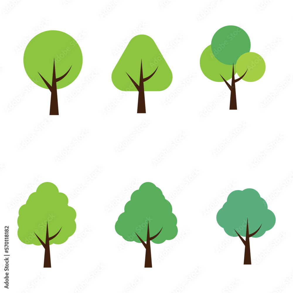 Fototapeta premium set of four trees. Isolated of trees on the white background. Vector EPS 10.
