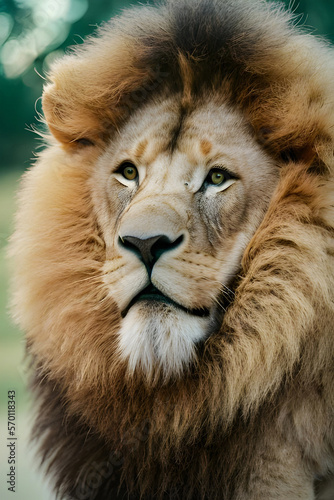 Lion face king portrait animal   Wildlife   generative ai