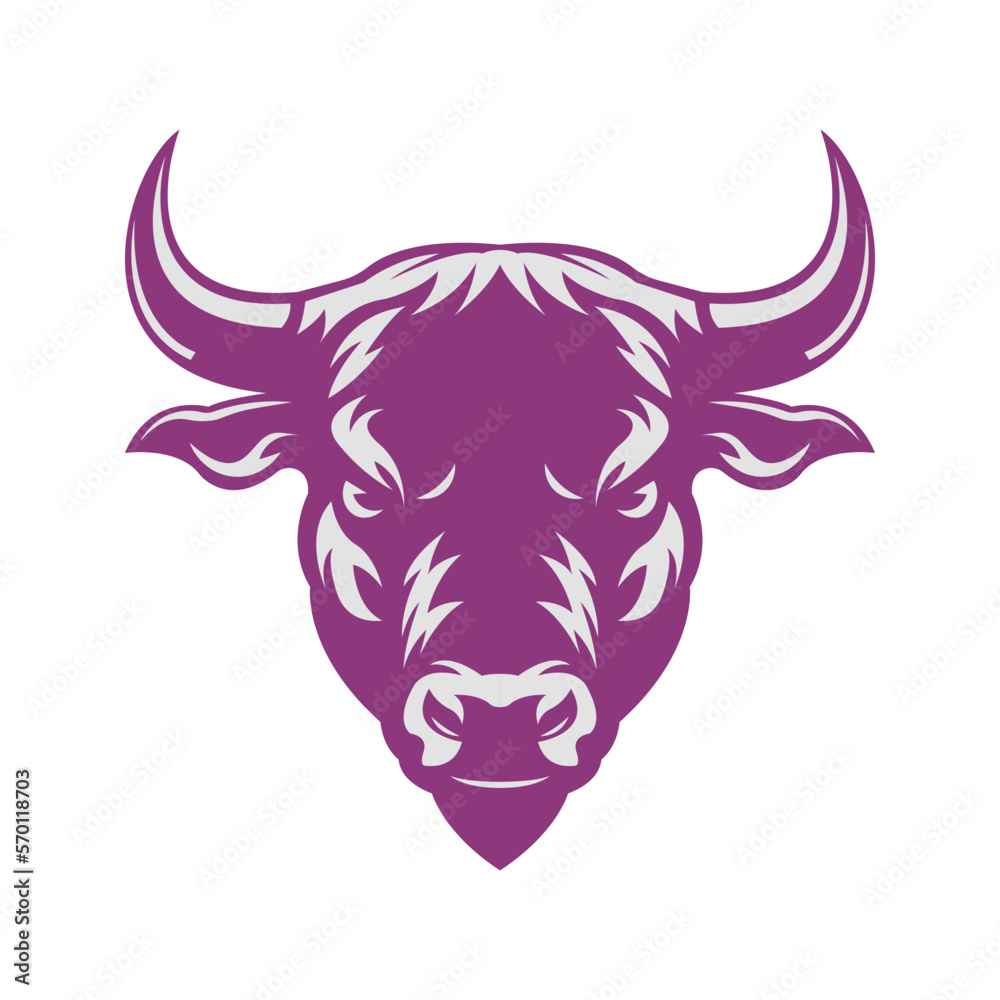 The Mighty Bull: A Symbol of Strength and Determination, Mascot Logo Concept Vector Illustration Cartoon. Suitable For Logo, Wallpaper, Banner, Card, Book Illustration, T-Shirt, Sticker, Cover, etc